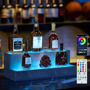 20-Inch LED <b>Lighted</b> Liquor Bottle Display Shelf DIY Illuminated <b>Wall</b> & Bar Display with <b>Remote</b> <b>Control</b> 2 Shelves - Product Image 1