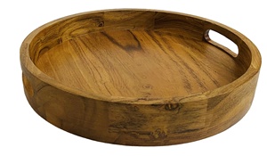 New Arrival Classic Round Wooden Decorative Serving Tray Acacia Hand Crafted Wood Round Serving Tray and Round Platter Platters - Product Image 2
