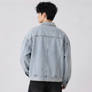 <b>Men</b> Casual <b>Denim</b> <b>Jacket</b> Premium <b>Denim</b> Material Long Sleeve Construction Button Closure Chest Pockets Comfortable Streetwear OEM - Product Image 2