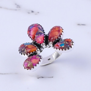 <b>925</b> <b>Silver</b> <b>Rings</b> Pink Oyster Turquoise Gemstone <b>925</b> <b>Silver</b> Fine <b>Rings</b> High Polish Sterling <b>Silver</b> <b>Rings</b> Bulk Wholesale Jewelry - Product Image 1