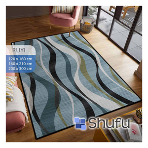 Shufu Tapis en flanelle haut et épais Motif abstrait Facile d'entretien Salon Fabriqué à la machine Matériau respectueux de l'environnement - Product Image 1