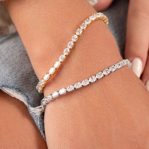 8.2CT East West Oval Cut Lab Grown Diamond Tennis <b>Bracelet</b> 9K Yellow Gold Wholesale Fine Jewelry Manufacturer - Product Image 4
