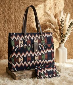 Bolso Tote de Estilo Nacional Jacquard Impermeable Hecho a Mano por Elite Craft Studio, con Cierre de Cremallera, Portátil, con Diseño Vintage de Playa - Product Image 2