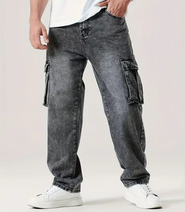 Pantalones Vaqueros Cargo Cómodos de Alta Calidad para Hombre, Pantalones de Mezclilla Casuales Holgados con Múltiples Bolsillos - Product Image 2