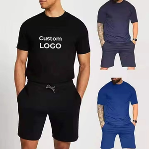 Casual Men T Shirt and Shorts <b>Set</b> Cotton Two Piece Summer Outfit Breathable Clothing <b>Set</b> OEM Manufacturer - Product Image 1