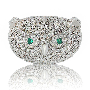 Anillo de Moissanita con Diseño de Búho, Anillo de Animal de Inspiración Vintage, Piedra Blanca Brillante, Joyería de Moda, Regalo para Mujer - Product Image 2