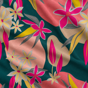 Marrakesh Flora Cotton-Flex Digital Tropical Eclectic Premium Slub <b>Fabric</b> Aura Botanical Digital Print Cotton-Flex - Product Image 4