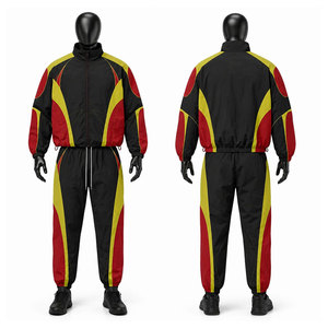 Conjunto Deportivo Cortavientos con Colores Personalizados, Hombros Caídos, Impermeable, Chaqueta con Cremallera y Pantalón de 2 Piezas para Hombre - Product Image 1