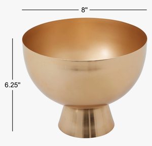 Cuenco con Pedestal Dorado Satinado, Recipiente Tipo Cáliz de Latón Cepillado, Cuenco Moderno con Base Metálica, Base Cónica, Recipiente Decorativo, Recipiente Aero Satinado - Product Image 6