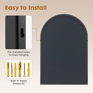 Specchio da Parete con Cornice in Metallo Nero Arcuata 24x36 Pollici per Bagno o Camera da Letto - Product Image 4
