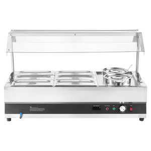 Scaldavivande Elettrico Commerciale in Acciaio Inossidabile, Regolabile da 86 a 185 Fahrenheit, con Due Pentole da 6,34 QT, Attrezzatura per Mantenere Caldi Sei Porzioni 1/3 - Product Image 1