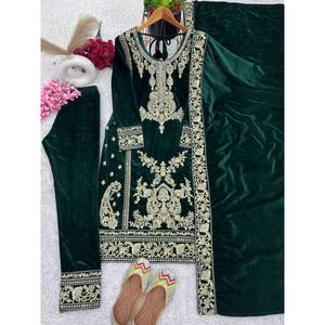 Ensemble haut-bas et dupatta pour femmes avec broderie, cordon et travail de séquence - Product Image 3