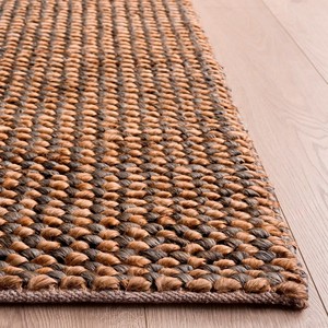 Tapis Bohème en Jute Tressé Rectangulaire à Tissage Plat Écologique pour Salon, Motif Rayé Beige et Marron, Poil Fin - Product Image 3