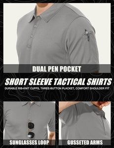 Camiseta Polo de Secado Rápido, Camiseta Táctica de Manga Corta, Camiseta de Golf de Piqué, Material Transpirable, Diseño de Manga Corta - Product Image 5