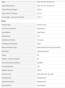 Grey Corduroy Contemporary Vietnam Dining Chair OEM Home Furniture for Dining Home Office Use Solid Hardwood Legs <b>Foam</b> <b>Cushion</b> - Product Image 5