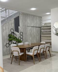Juego de Mesa de Comedor de Madera de Teca Moderna, Silla Tapizada Minimalista, Muebles Contemporáneos para Hotel o Villa - Product Image 4