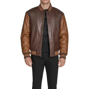 Custom Made <b>High</b> Quality Men's <b>Leather</b> Letterman Jacket Front Logo Casual Winter <b>Top</b> Breathable Eco-Friendly Design Customized - Product Image 2