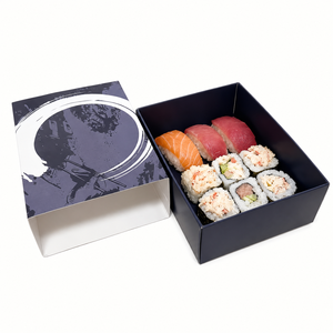 Boîtes à sushi en papier biodégradables écologiques imprimées sur mesure, emballages alimentaires, boîtes à tiroir coulissantes, boîtes de style indien - Product Image 3