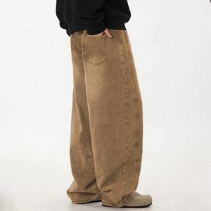 Jeans larges pour hommes, coupe ample, en denim délavé vintage, style streetwear hip-hop, fournisseur en gros - Product Image 5