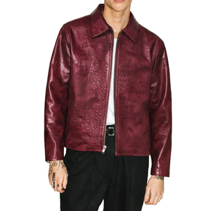 Blouson Bomber d'Hiver Décontracté en Cuir Véritable pour Homme, Col Montant, Logo Frontal, Imperméable, Respirant, Qualité Supérieure – Vente en Gros - Product Image 1