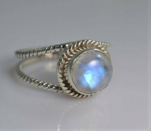 Moonstone <b>Ring</b> Natural Rainbow Moonstone 925 Silver Gemstone <b>Ring</b> Healing <b>Crystal</b> Jewelry - Product Image 1