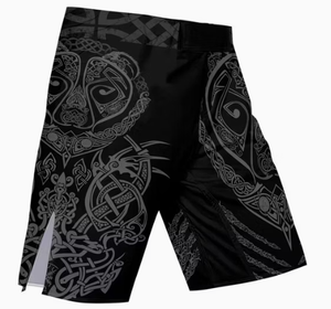 Pantalones Cortos Negros de MMA para Hombre con Estampado Tribal Celta Gris, de Secado Rápido, para Artes Marciales Mixtas, Ajuste Regular, Impresión por Sublimación - Product Image 2