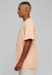 เสื้อยืดโอเวอร์ไซส์สีพีชสำหรับผู้ชาย ผ้าฝ้าย 100% ทรงหลวมไหล่ตก พิมพ์โลโก้ตามสั่ง เสื้อยืดสตรีทแวร์เรียบง่าย รับผลิตแบบ OEM จำนวนมาก - Product Image 4