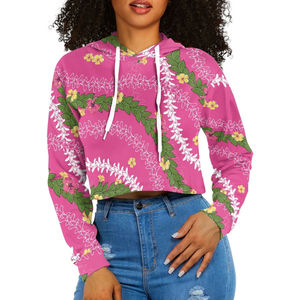Haut à capuche court respirant et décontracté pour femme, coupe oversize, grande taille, design hiver, personnalisable - Product Image 1