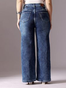 Women's Eco-friendly Cotton <b>Vintage</b> <b>Boot</b> Cut Full Length Regular Fit Stonewashed Denim Jeans Sexy Casual Style - Product Image 3