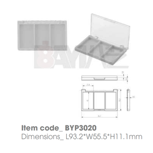 Boîtes en plastique - Vente en gros, logo personnalisé, rectangle, trio compact, transparent, avec couvercle rabattable, conteneur vide pour blush, bronzer, contour - Product Image 1