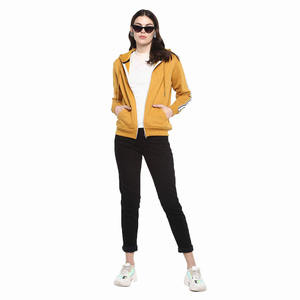 Nuevas sudaderas con capucha personalizadas de invierno con logo frontal impreso, cierre completo, anti-bolitas, transpirables, de forro polar 100% algodón para mujer - Product Image 6