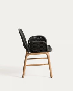 Chaise de salle à manger moderne en teck de qualité supérieure avec revêtement en microfibre et pieds en bois - Meubles de salle à manger écologiques - Product Image 4