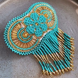 Fashionable Embroidery Seed Beaded Hair <b>Clip</b> For Wedding Parties Bohemian Seed Bead Hair Barrette for Women Trendy Hair Ornament - Product Image 1