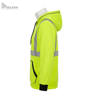 Sweat-shirt de sécurité haute visibilité personnalisé, imperméable, ANSI Classe 3, jaune fluo, doublure polaire, bande réfléchissante, poche kangourou - Product Image 3