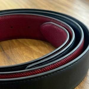 Reversible Cow Hide Leather <b>Western</b> Style Wide <b>Belt</b> Solid Pattern Pin Buckle Rectangular Alloy Formal <b>Men's</b> <b>Belt</b> - Product Image 2