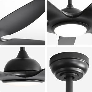 Ventilateur de plafond LED d'intérieur à moteur CC réversible de 48 pouces avec 5 pales en ABS noir et télécommande pour le salon - Product Image 3