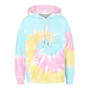 Sweat à capuche tie-dye en coton à séchage rapide, coupe confortable, personnalisable, pour femme, idéal pour l'hiver - Product Image 1