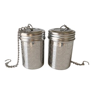 304 Stainless Steel Tea Infuser Fine <b>Mesh</b> Tea <b>Strainer</b> Chain Hook Threaded Lid for Loose Tea Spices Silver Color Shiny Polished - Product Image 3