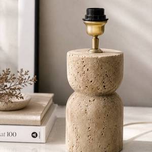 Meilleure lampe de table en pierre naturelle moderne faite à la main, décoration lumineuse de luxe en travertin avec base en pierre et finition en laiton pour salon - Product Image 1