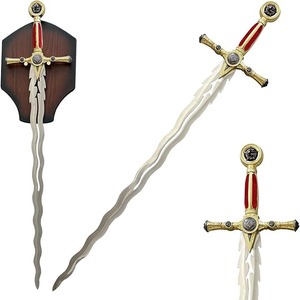 Épée Cérémonielle Maçonnique Médiévale Rouge en Acier Inoxydable avec Plaque de Présentation pour Collection, Cosplay - Product Image 6