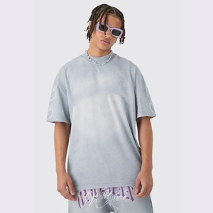 Nouvel ensemble T-shirt et short tendance streetwear délavé pour l'été, avec logo personnalisé, 100% coton, effet délavé à l'acide - Product Image 4