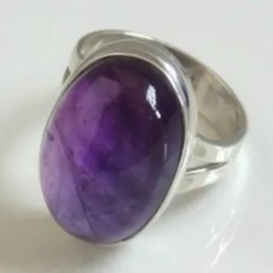 Amethyst <b>Ring</b> Handmade Sterling Silver Bezel Setting Natural Purple Oval Shape Gemstone <b>Boho</b> Jewelry Women's Jewekry - Product Image 2
