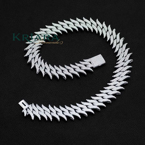 <b>Statement</b> <b>Necklace</b> S925 Silver Rhodium & 10K Gold Plated Lab Grown Diamond Spike Chain Hip Hop Wedding Unisex Luxury Design - Product Image 5