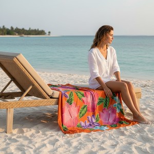 Beach Sarong <b>Wrap</b> for Women Summer Bikini Cover Up Soft Cotton Pareo Swimwear <b>Shawl</b> Scarf Quick Dry Fabric Boho Floral Print - Product Image 6