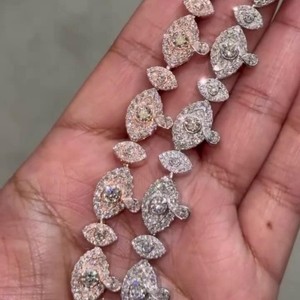 กำไลข้อมือลายตาปีศาจแบบ Lab Grown 10k เงินแท้ 925 ทรงลูกแพร์เจียระไนแบบ Iced Out กำไลแบบเชื่อมต่อ ขายส่ง เครื่องประดับฮิปฮอปแบบสั่งทำ - Product Image 1