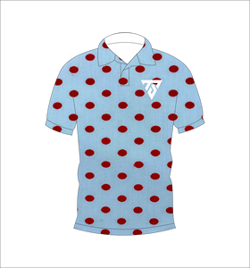 Men’s Light Blue Red Polka Dot Polo Shirt Short Sleeve Casual Breathable Slim Fit Summer Golf Shirt Custom Logo OEM - Product Image 4