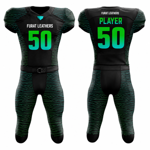 Conjunto de Jersey de Fútbol Americano FURAT LEATHERS, Degradado Negro y Verde, Cuello en V, Manga Corta, Sublimado, Absorbe la Humedad, para Hombre Adulto - Product Image 2