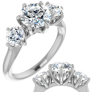 Luxury 18k SOLID Gold Cushion Cut Lab Grown <b>Diamond</b> Three Stone <b>Ring</b> With Scroll Accents Engagement <b>Ring</b> For Women And Girls - Product Image 5