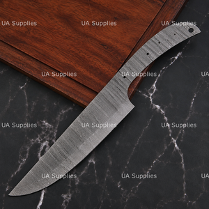 Cuchilla de cuchillo de acero de Damasco forjado a mano, punta caída, 0.6mm de grosor, borde biselado, para cocina, chef, en bruto, DIY, espiga completa, afilada como una navaja, OEM - Product Image 6