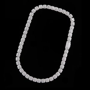 Moissanite Tennis <b>Necklace</b> Iced Out Silver Chain Luxury Jewelry Elegant Sparkling <b>Statement</b> <b>Necklace</b> For Women - Product Image 1